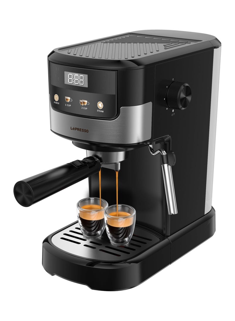 LePRESSO Suprema Espresso Coffee Machine with Milk Frother and Touch Display 1.2L Water Tank / 1100W Coffee Maker / Washable Drip Tray / Nespresso Compatible / 20 Bar Pressure / Milk Steamer - Black - Image 1